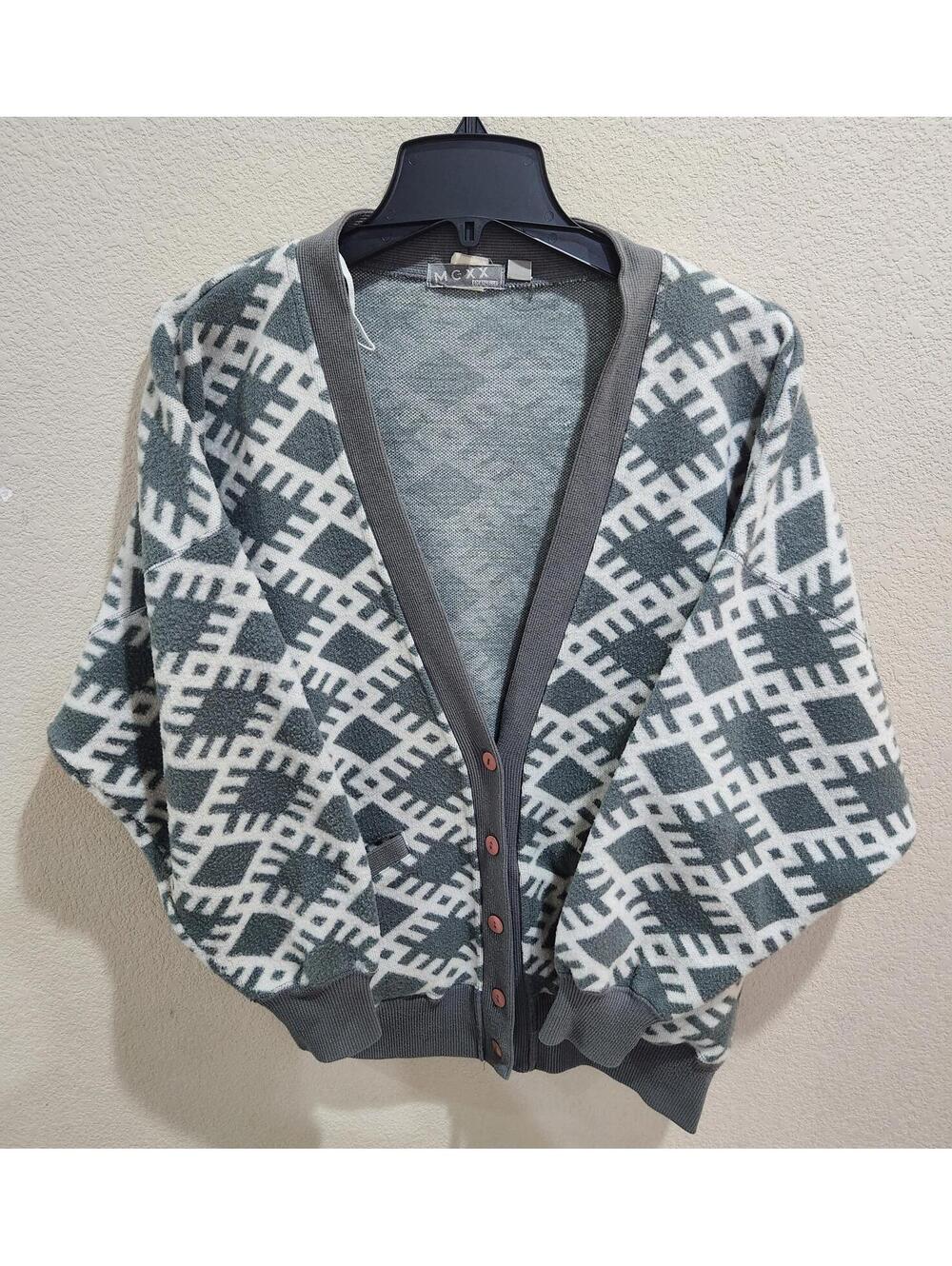 Vintage MCXX Geometric pattern cardigan "Grandpa "sweater Size Medium Acrylic